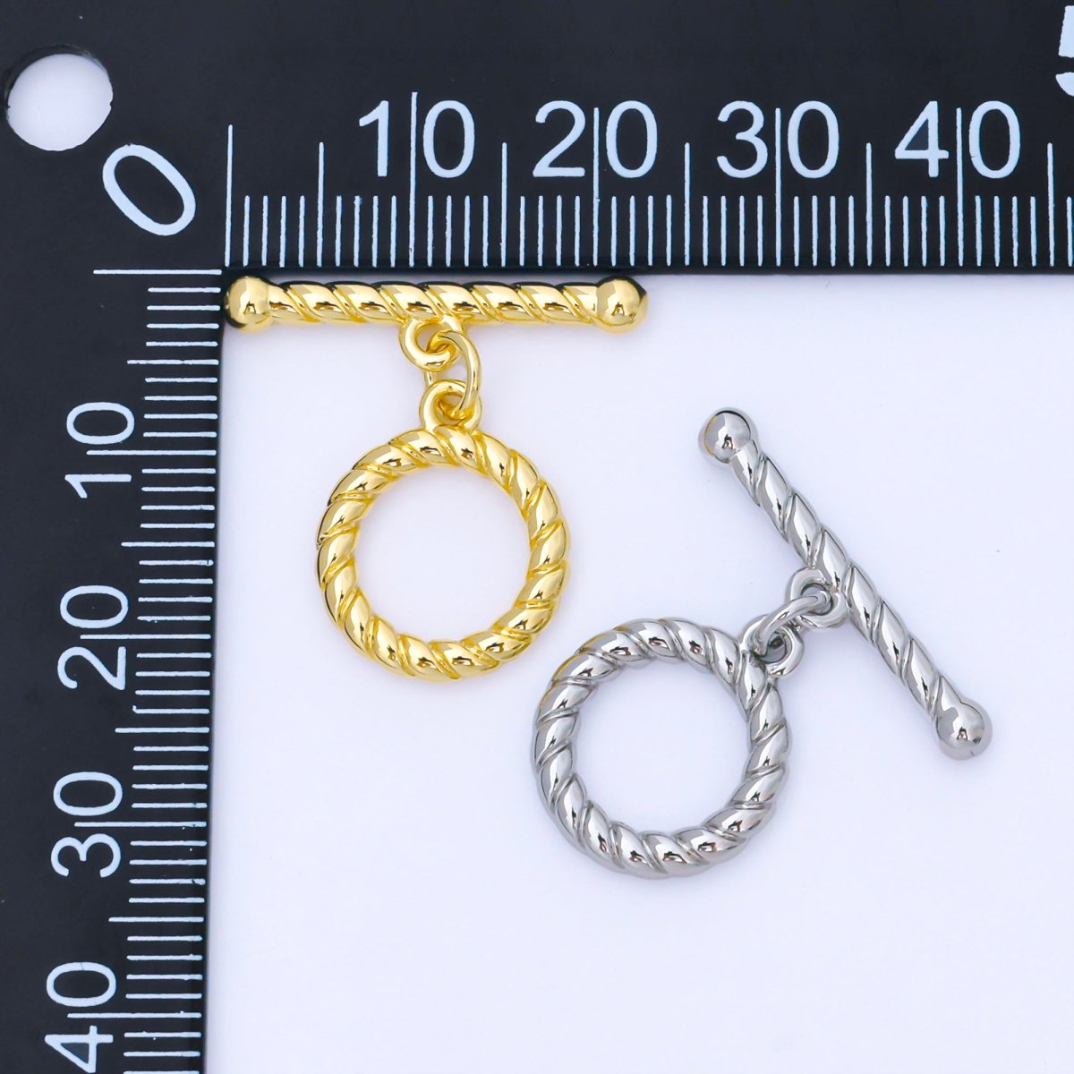 24K Gold Filled 5mm Ribbed Rope OT Toggle Clasp Closure Finding in Gold & Silver | Z1490
