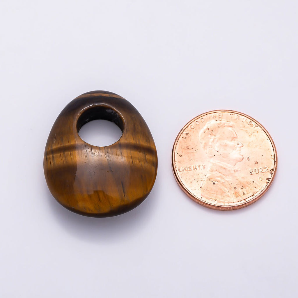 25mm Natural Gemstone Chubby Teardrop Slide Charm Pendant | Findings-00470 ~ Findings-00478