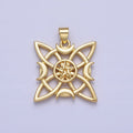 26mm Celestial Moon Star Celtic Geometric Open Square Pendant | AA146