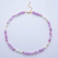 Handmade 18K Gold Filled Shell Pearl Amethyst Gemstone 17 Inch Necklace | WA-092