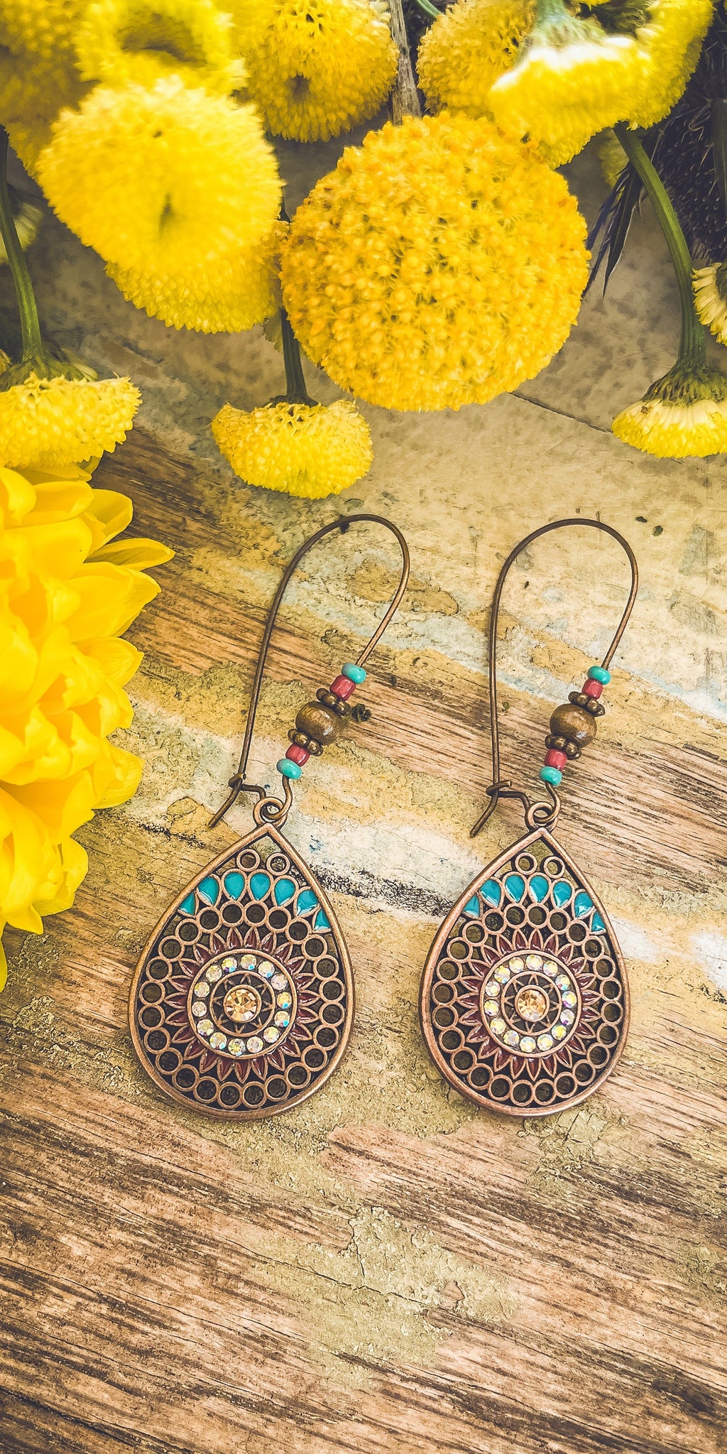 Copper Boho Drop Earrings