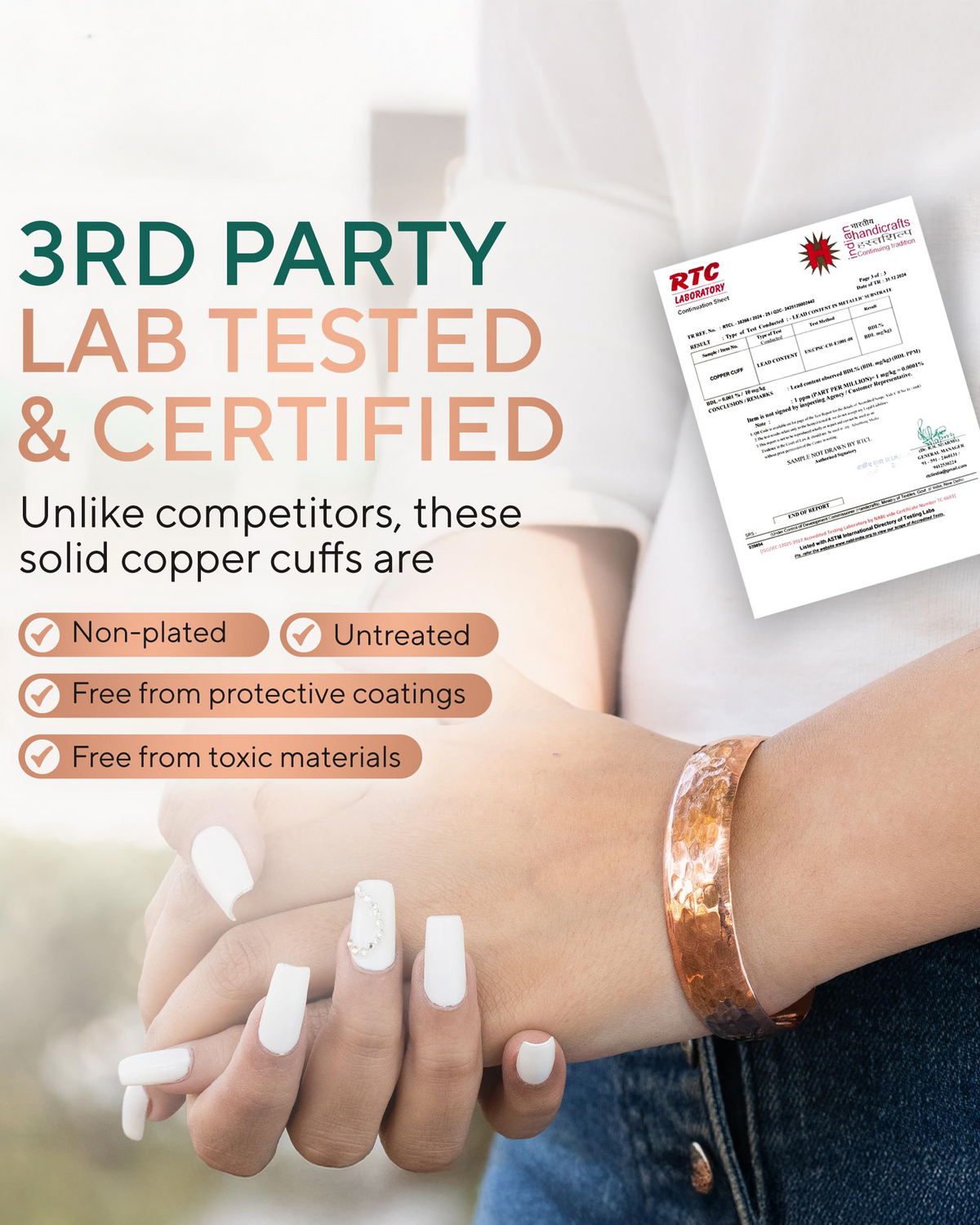 Pure Copper Cuff Bracelet – Hammered
