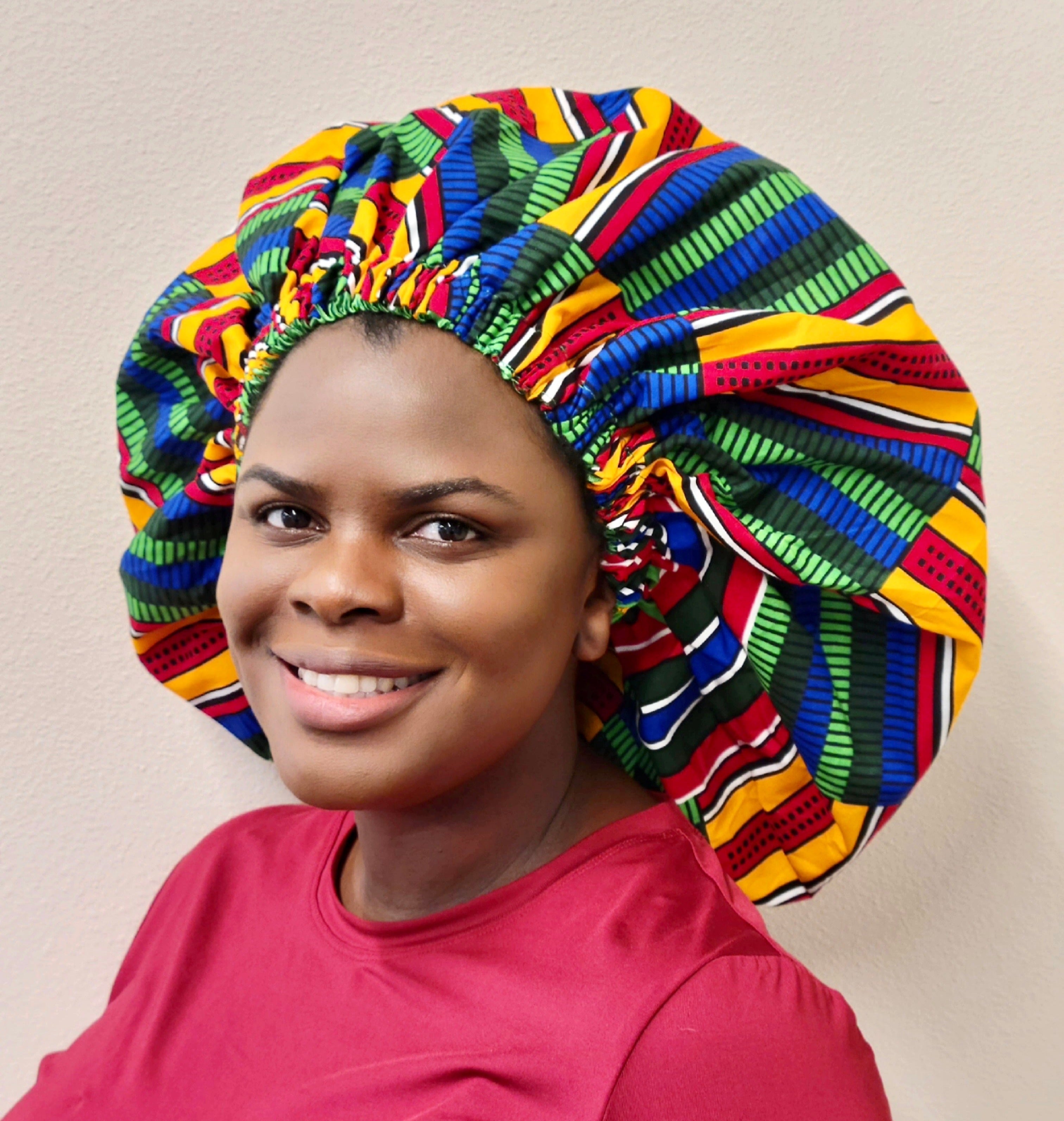 Duma Mbili XL Silk Lined African Print Bonnet