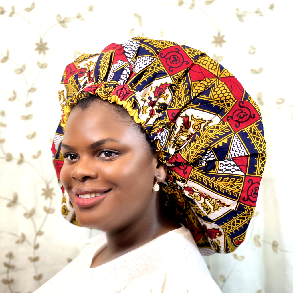 Duma Mbili 2XL Kente Silk Lined African Print Bonnet