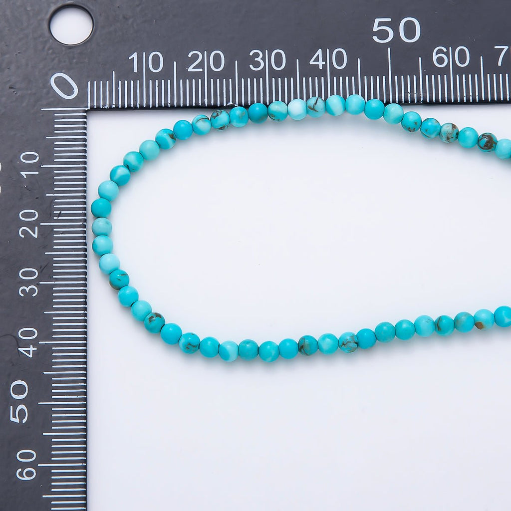 3mm Turquoise Teal Round Gemstone Bead Strand Finding | WA-00268