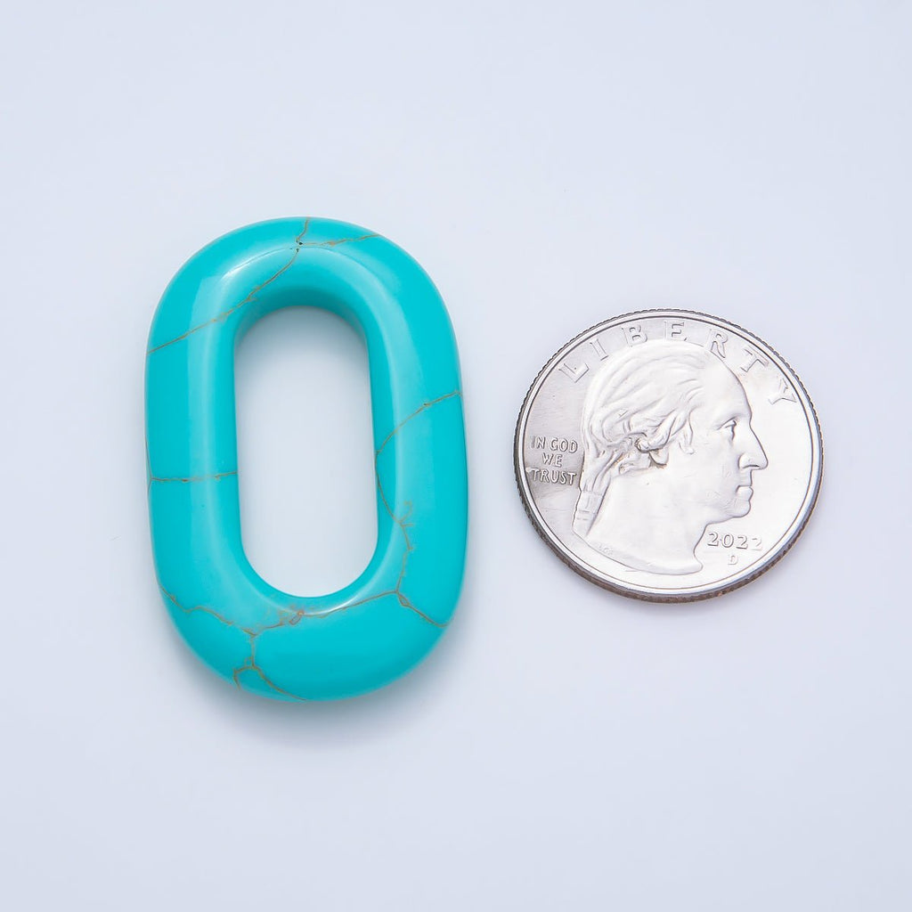 40mm Turquoise Gemstone Open Oblong Oval Charm Link Jewelry Findings | Findings-00417