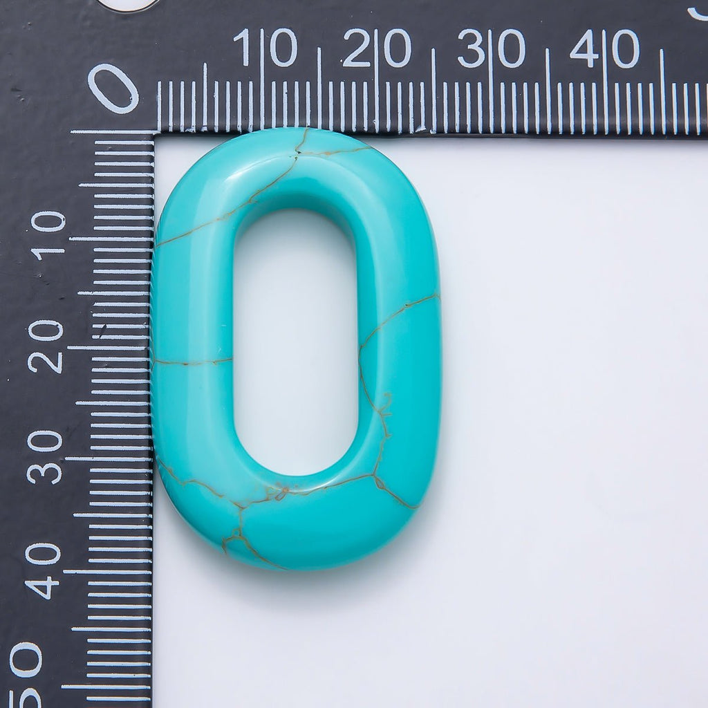 40mm Turquoise Gemstone Open Oblong Oval Charm Link Jewelry Findings | Findings-00417