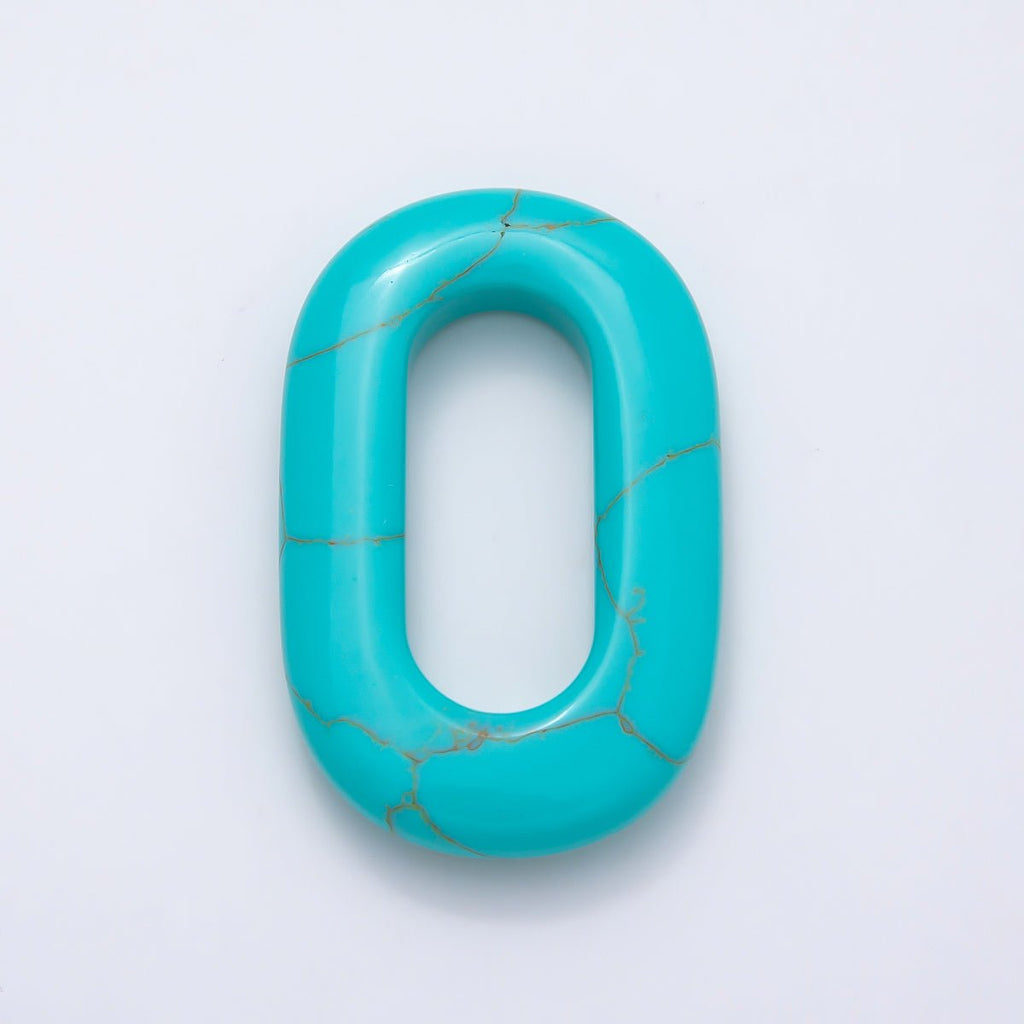 40mm Turquoise Gemstone Open Oblong Oval Charm Link Jewelry Findings | Findings-00417