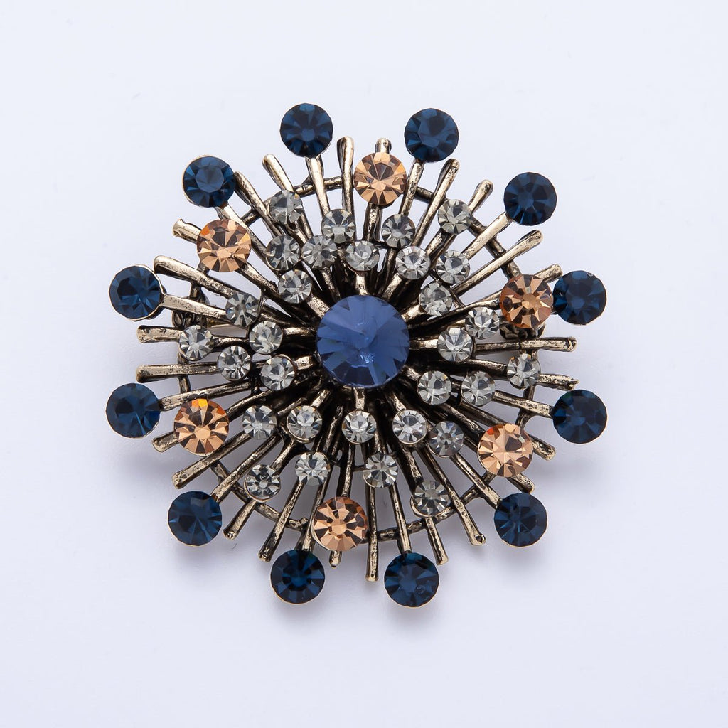 45mm Blue, Black Vintage Antique Sunburst Celestial Brooch Pin | BH-025 BH-026
