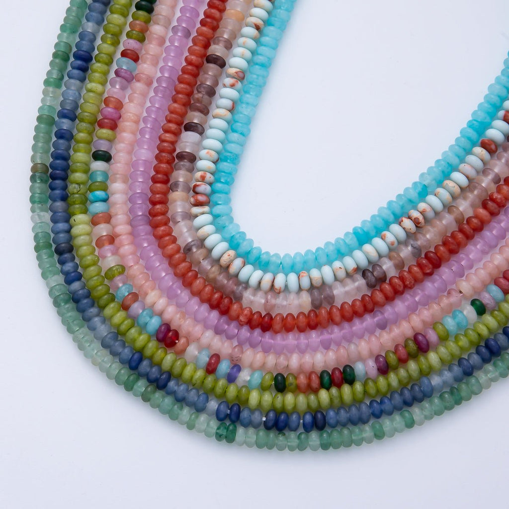 4.8mm x 2.5mm Rondelle Natural Gemstone Strand Finding | WA-04176 ~ WA-04185