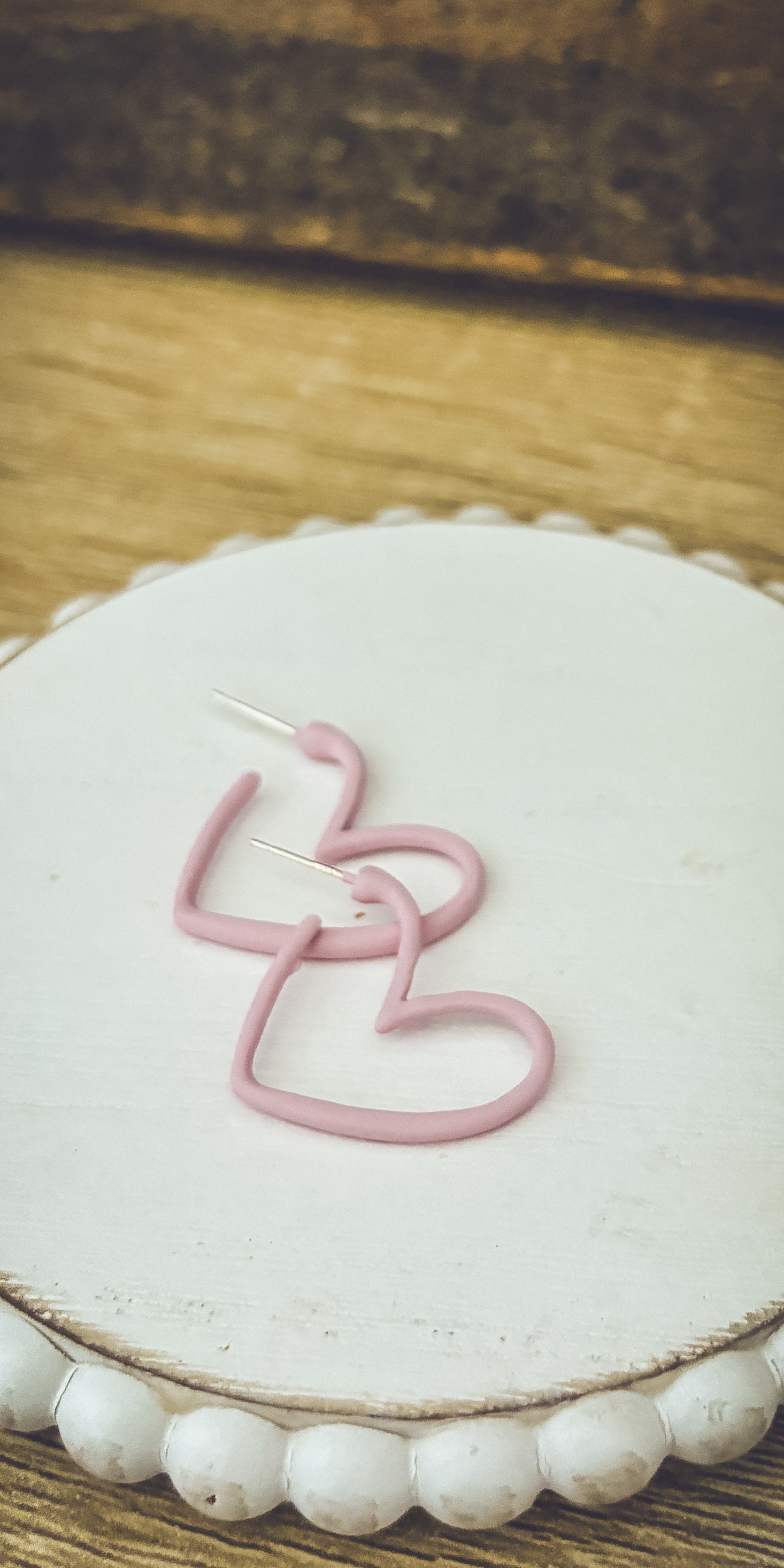 Pink or Red Heart Hoop Earrings