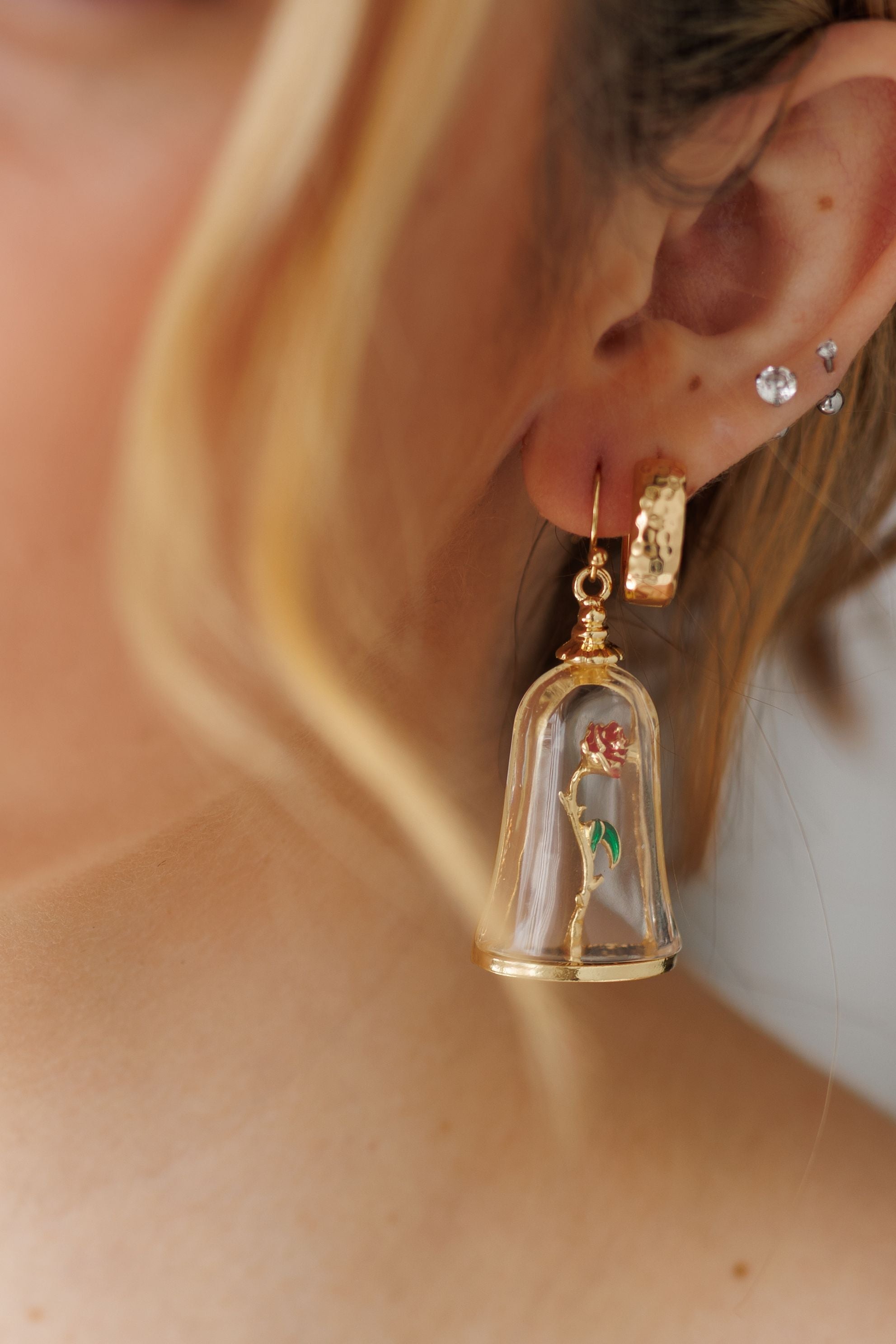 Beautiful Rose in Case Earrings
