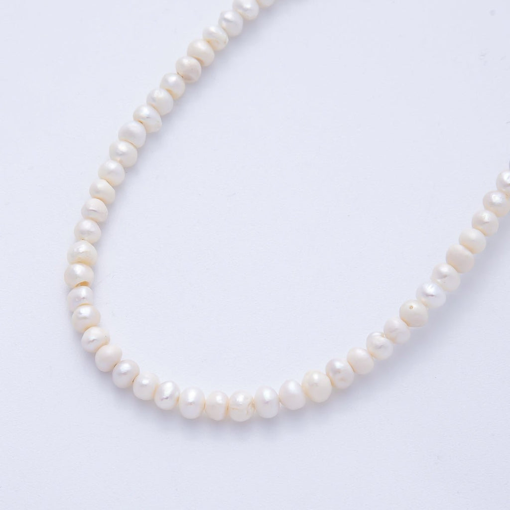 4mm Off White Button Round Freshwater Pearl Strand Finding | WA-04187