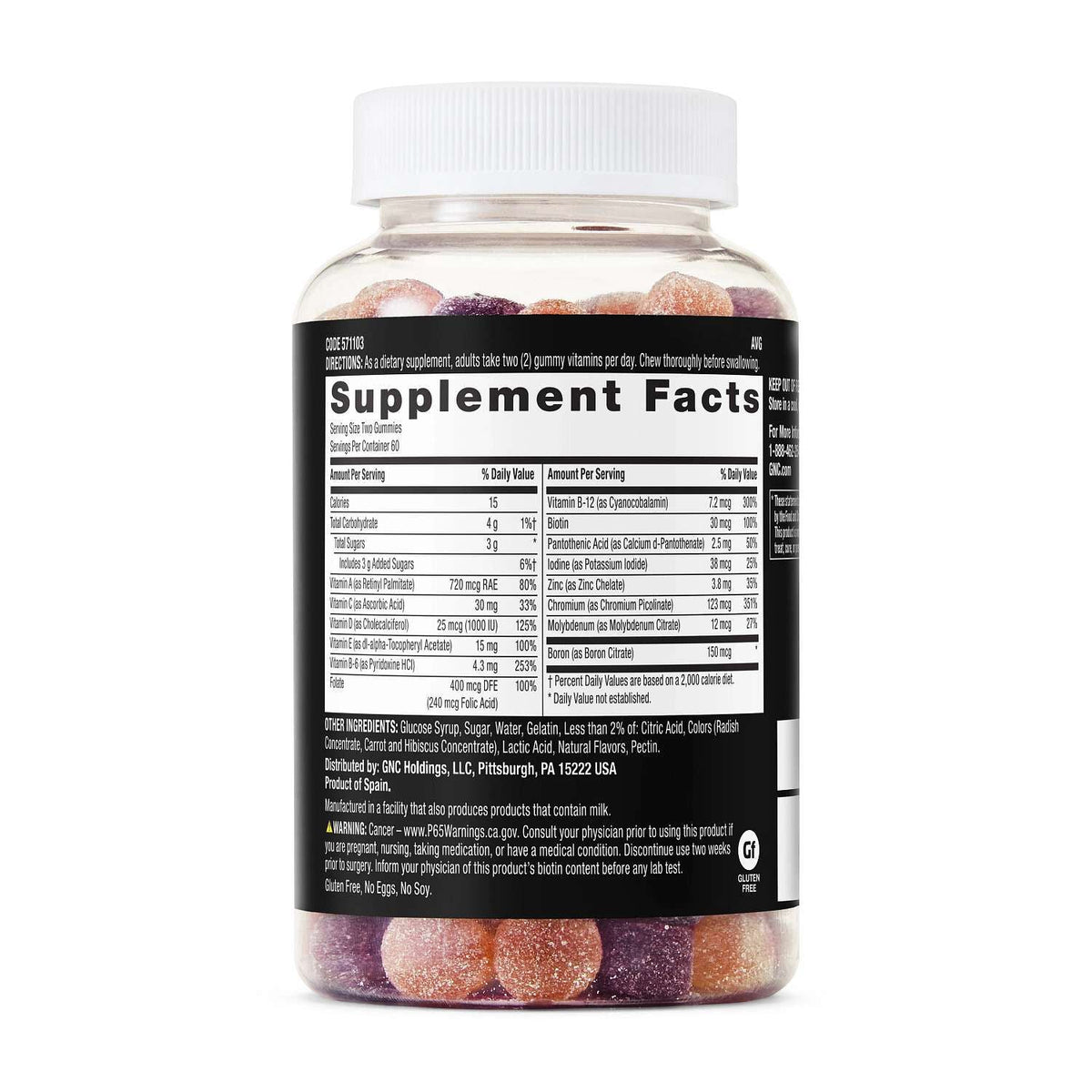 GNC Mega Men Gummy Multivitamin, Mixed Berry, 120 Gummies