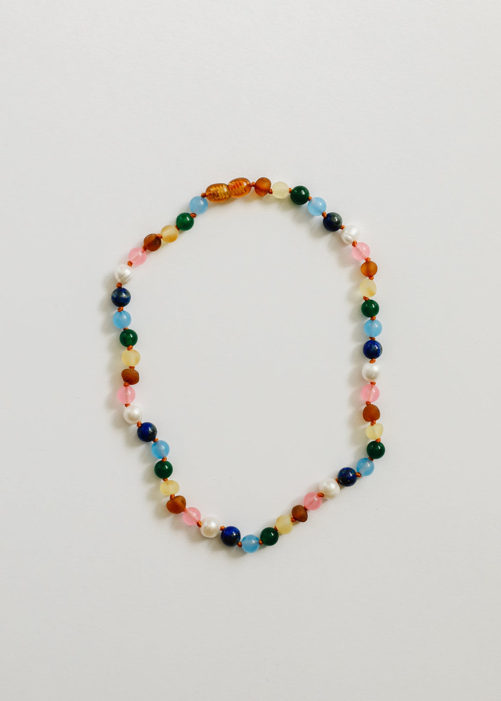 Raw Baltic Amber and Pearl Necklace + Sweet Pink Gemstones