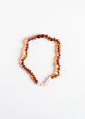 Polished Cognac Baltic Amber + Rose Quartz || Necklace