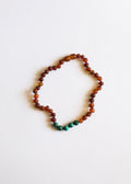 Raw Cognac Baltic Amber + Malachite || Necklace
