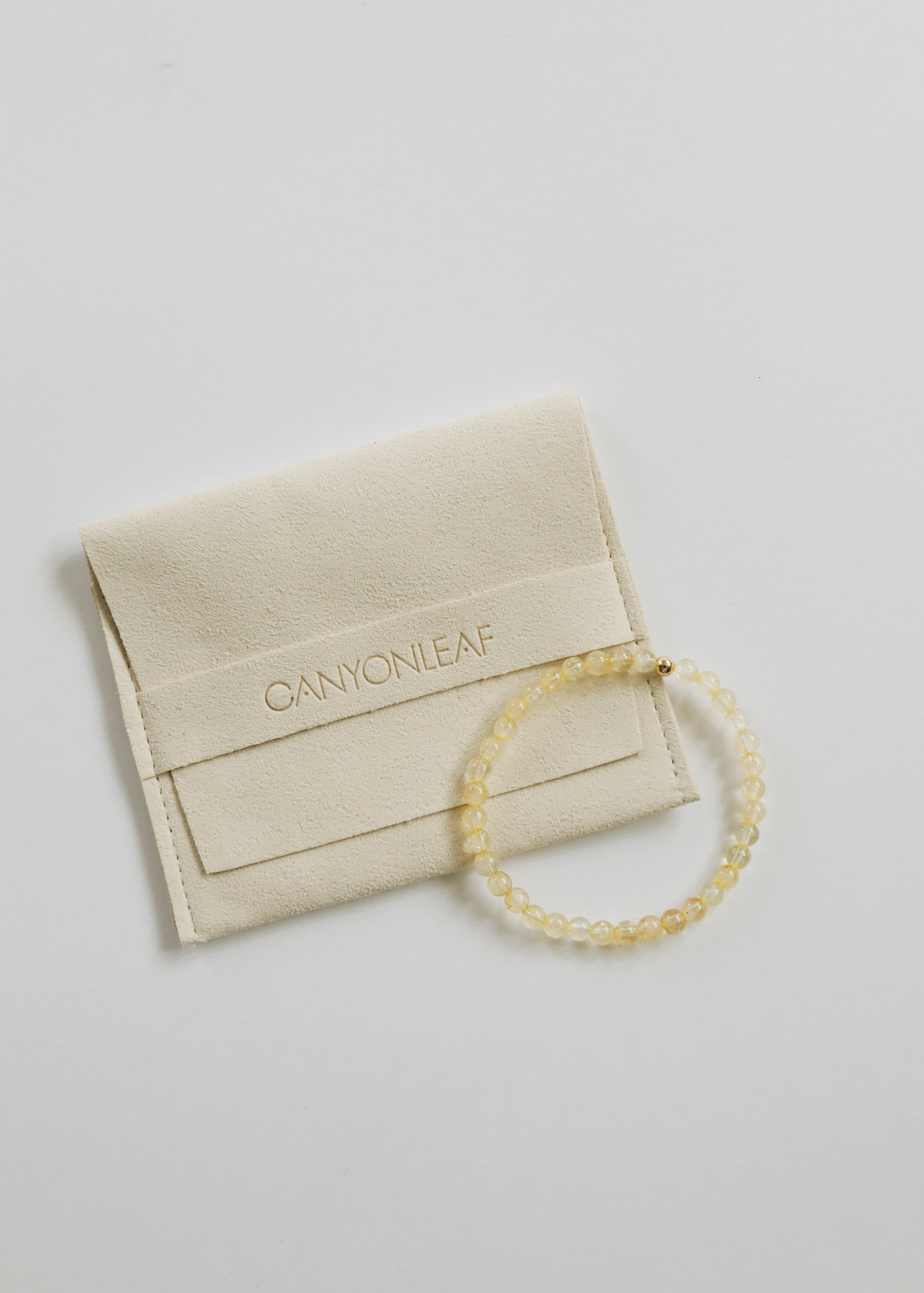 Dainty Citrine Gemstone + 14K Gold Filled || Beaded Stretch Bracelet