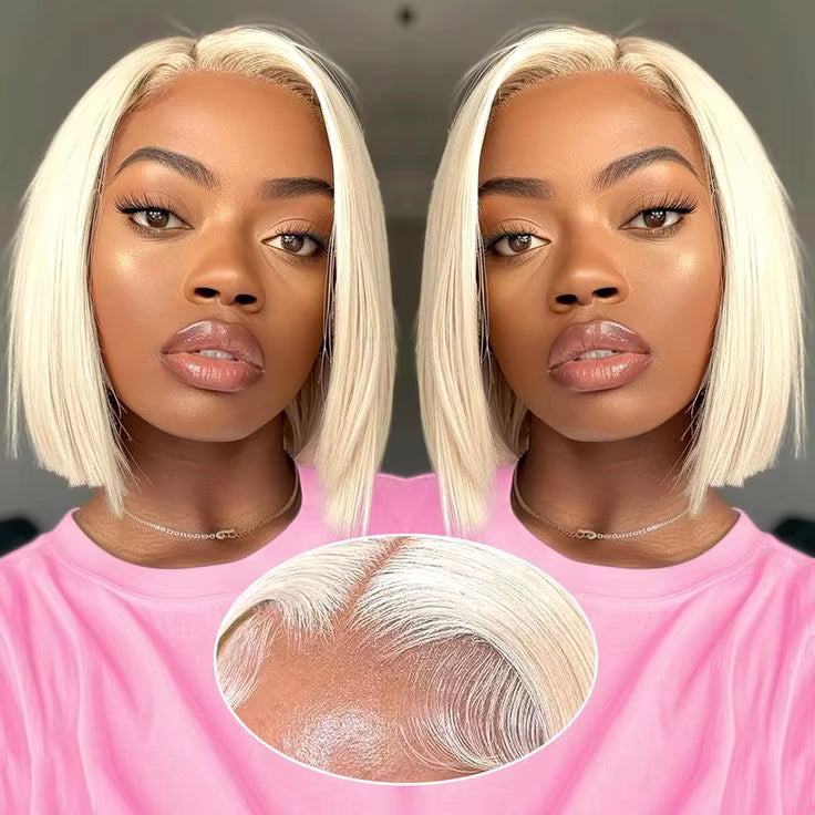 613 Lace Front Bob Wig (Platinum Blonde) Icy Cutie
