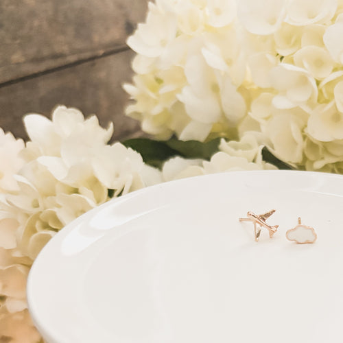 Adorable Cloud and Airplane Stud Earrings