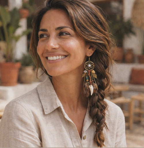 Beautiful Bohemian Dream Catcher Feather Earrings