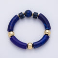 18K Gold Filled 6mm Blue Lapis Lazuli, Kyanite Gemstone Bead Stretch Bracelet | WA-3969 WA-3970
