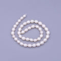 7mm White Rice Oval Freshwater Pearl Beads Strand Findings | WA-01666