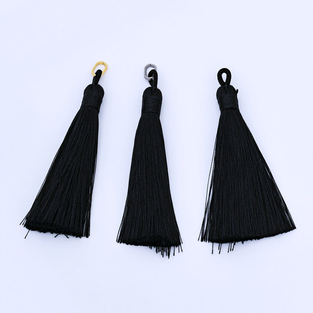 83mm Black Tassel Bail Drop Keychain Accessories Fringe Jewelry | Z1494 - Z1496