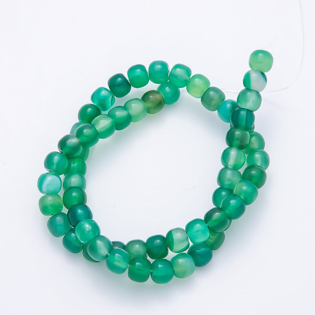 6.5mm x 8mm Natural Gemstone Rounded Cube Bead Strand Finding | WA-00017