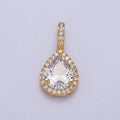 21mm Clear, Red, Green CZ Micro Paved Teardrop Solitaire Pendant | AA00011 - AA00013