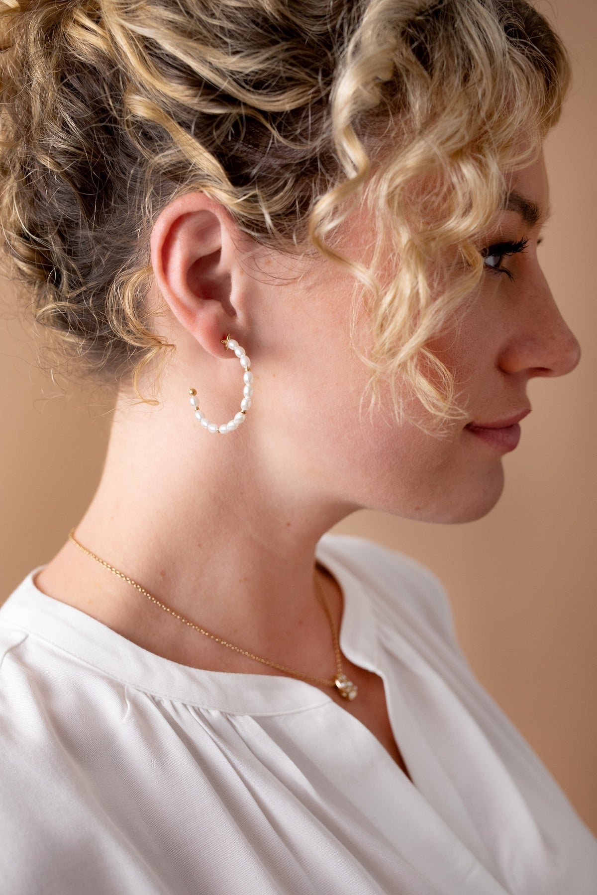 Rice Pearl Hoop Earring