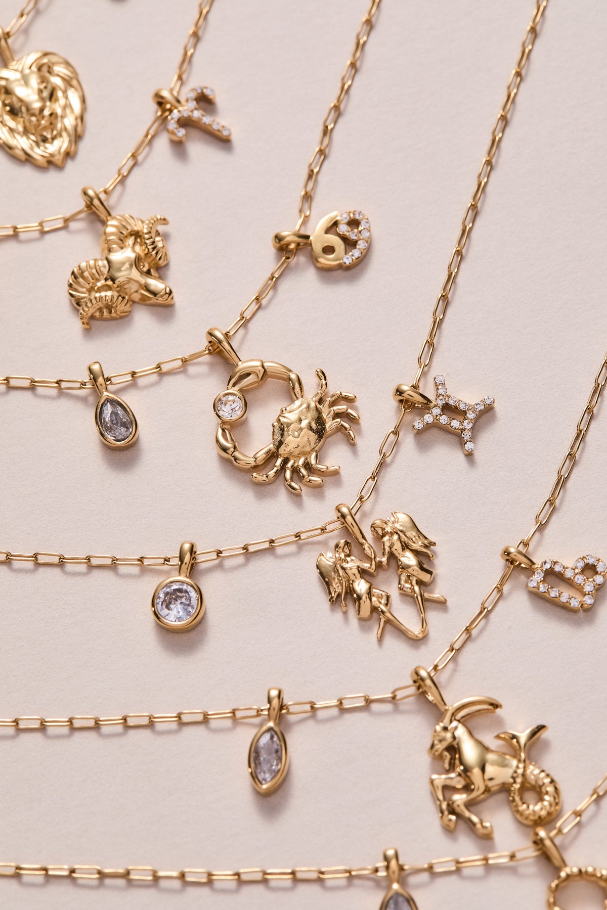 Cancer Zodiac Charm Cluster Necklace