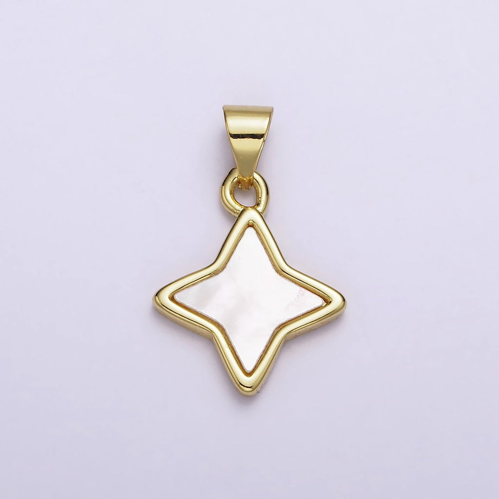 18K Gold Filled 20mm Shell Pearl Bezel Celestial Star Pendant | AA552