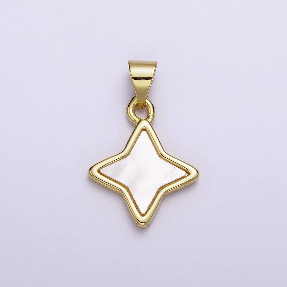 18K Gold Filled 20mm Shell Pearl Bezel Celestial Star Pendant | AA552