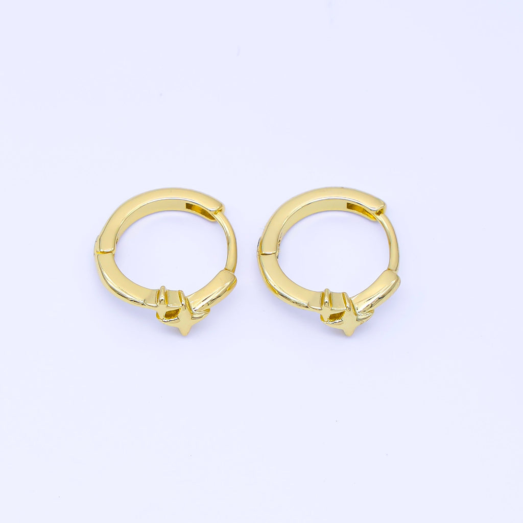 24K Gold Filled 13mm Celestial Star Huggie Earrings in Gold & Silver | AB1660 AB1661