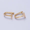 14K Gold Filled 15mm T-Shaped Geometric Oblong U-Shaped Hoop Earrings in Gold | AB440