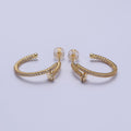 24K Gold Filled 23mm Needle Micro Paved CZ Hoop Earrings in Gold & Silver | AB534 AB535
