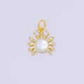 24K Gold Filled 12mm Shell Pearl CZ Crab Crustacean Sea Animal Charm | AC1589