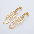 18K Gold Filled 50mm Micro Paved CZ Wavy Molten Oval Drop Stud Earrings | AD1590