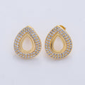 18K Gold Filled 20mm Open Micro Paved CZ Teardrop Stud Earrings | AD1601