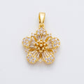 18K Gold Filled 23mm Micro Paved CZ Baguette Flower Pendant | AF1131
