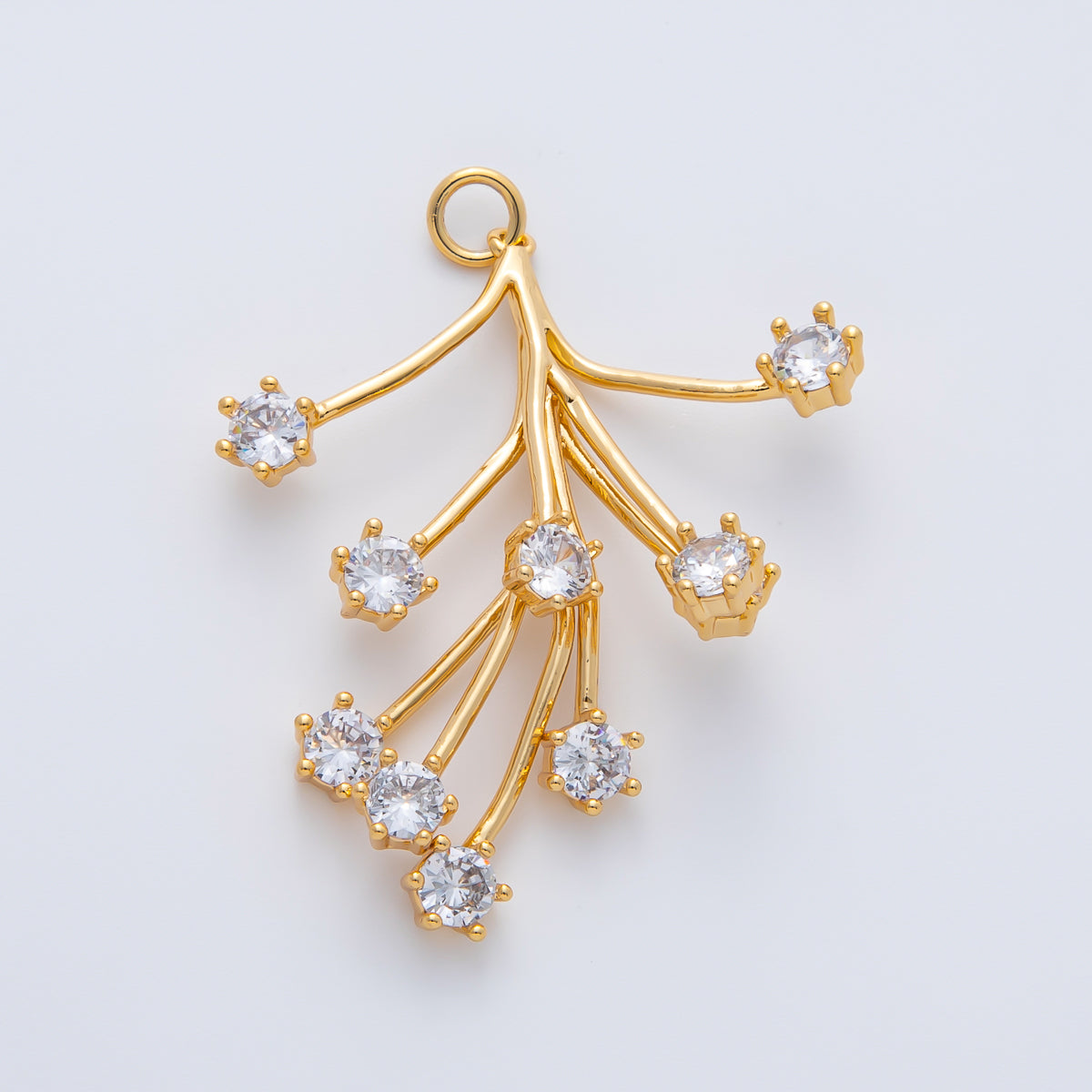 18K Gold Filled 40mm Clear CZ Flower Leaf Fireworks Charm | AF1410