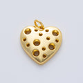 18K Gold Filled 15mm Open Dotted Cheese Heart Charm | AF1413