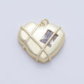 14K Gold Filled 20mm Clear Baguette CZ Rope Tied Chubby Heart Charm | AF1480