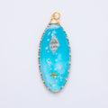 18K Gold Filled 55mm Blue Sea Conch Star Fish Resin Oval Charm | AH865