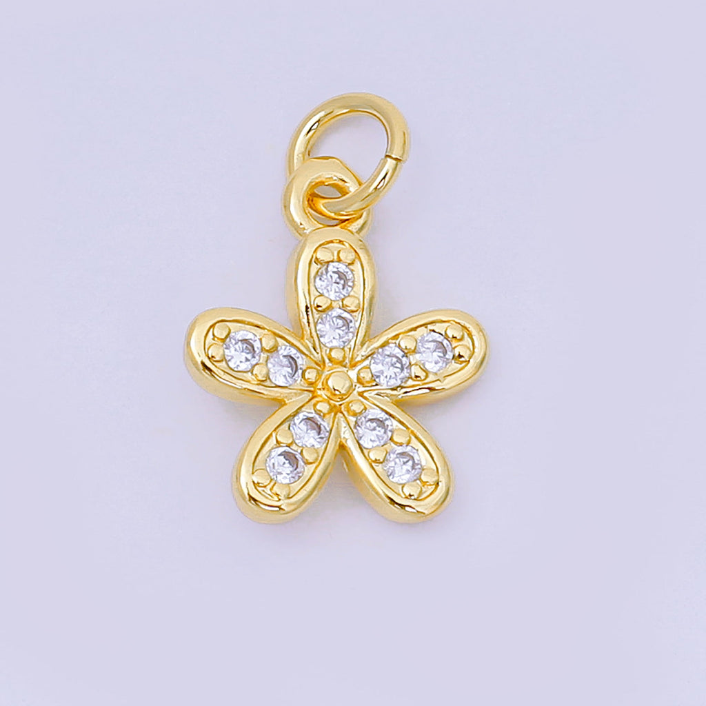 24K Gold Filled 13mm Micro Paved CZ Daisy Flower Mini Charm | AH645