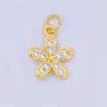 24K Gold Filled 13mm Micro Paved CZ Daisy Flower Mini Charm | AH645