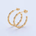 18K Gold Filled Micro Paved CZ Curb Link Chain C-Shaped Hoop Earrings | AI403