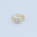 24K Gold Filled Clear CZ Heart Molten Hammered Ear Cuff Earrings | AI052