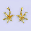 24K Gold Filled 32mm Molten Wild Lily Flower Drop Stud Earrings | AI513